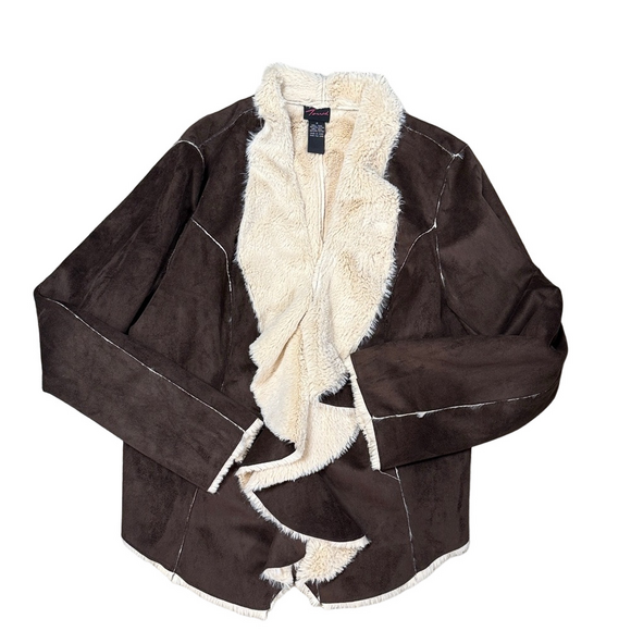 TORRID Brown Suede Sherpa Lined Jacket | Size 2 - Picture 2 of 6